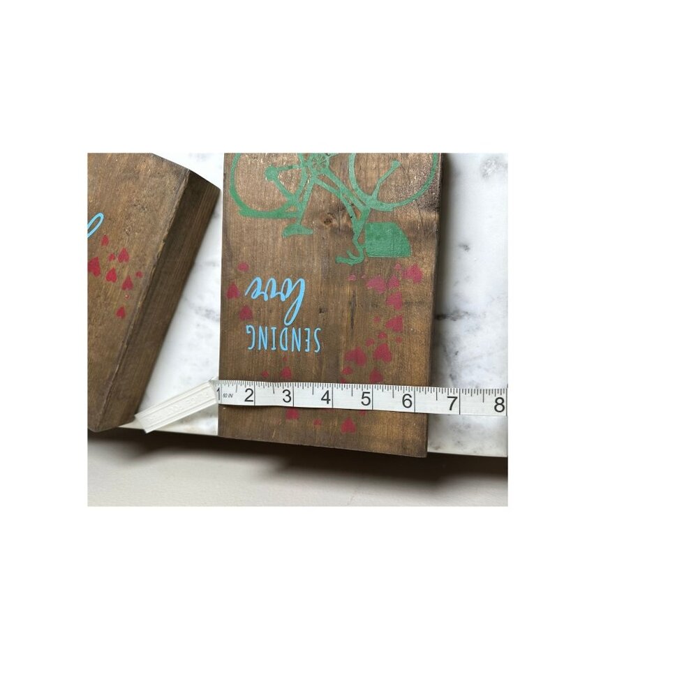 Rustic Wooden Plaques Set Sending Love To You By AR Workshop 6"x8" Home Decor - Picture 5 of 5